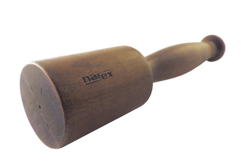 Round Turned Beech Wood Carving Mallet, 9 Ounce Weight, 10 Inch Length, 2.5 Inch Head Diameter, angled view of solid beech construction