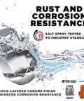 Rust-resistant Rugged M12x1.50 Bulge Acorn Lug Nuts For Aftermarket And Factory Wheels, chrome finish, water splash test image