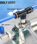 Push To Connect Female Branch Tee Fittings 1/4 Inch Tube OD To 1/4 Inch NPT Thread installed on pneumatic system
