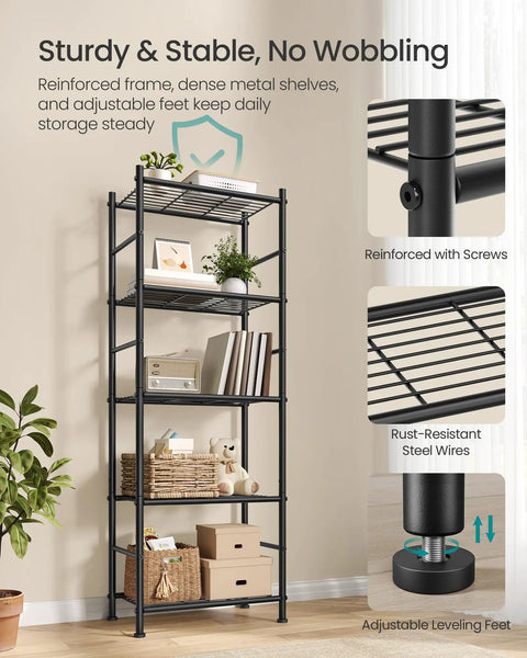 Heavy Duty 5 Tier Steel Shelving Rack Vertical Storage Organizer For Apartments Game Changer Space Saver Keep Your Setup Clutter Free With Legit Sturdy Frames And Smart Organization Flow