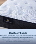 Cool Twist Gel Memory Foam King Mattress With Breathable Comfort And Quiet Motion Isolation CertiPUR-US Certified 100 Night Trial 10 Year Limited Warranty Made In USA With Global Components For Cool Sleep And Solid Support. Close-up of CoolFeel fabric cover