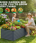 Heavy-Duty Galvanized Raised Garden Bed 6x3x2 Ft For Vegetables, Outdoor Metal Planter Box With Rust Resistant Panels in garden setting