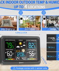All-in-One Wireless Indoor Outdoor Weather Station With 7.5 Inch VA Color Display, Digital Temperature And Humidity Monitor