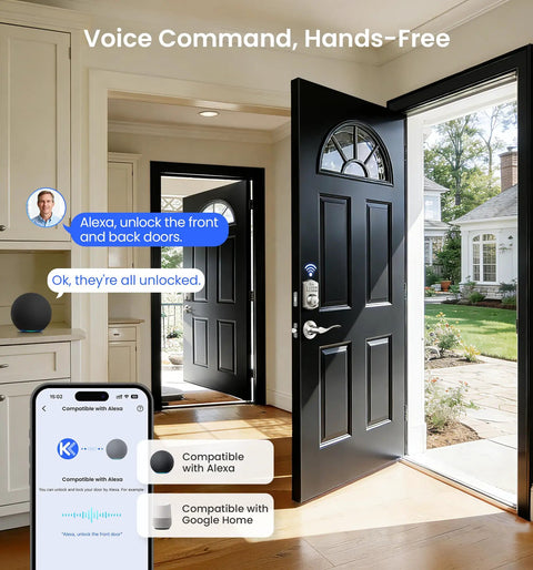Smooth Operator WiFi Deadbolt Door Lock With Handle Set Keypad Entry Satin Nickel Finish App Control Fingerprint Access Straight Shot Install No Bridge Needed To Secure The Crib And Chill With Total Peace Of Mind