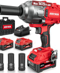 Cordless Impact Wrench Half Inch Drive Built For Tough Jobs 1475 Ft Lbs Breakaway Torque Beast Power shown with accessories
