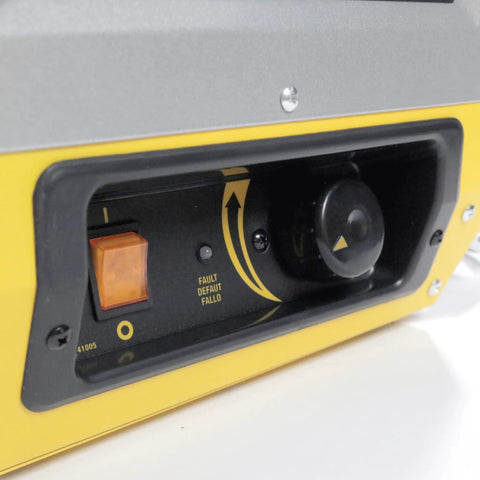 Control panel detail of Heavy Duty Portable Forced Air Electric Construction Heater Puts Out Serious Heat And Offers Hassle Free Operation For Job Sites Making Harsh Winter Days Run Smoothly.