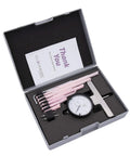 Dial Depth Gauge Kit with 0 to 1 inch base and 1 to 7 inch extensions including six extensions, 0.001 inch precision, case view