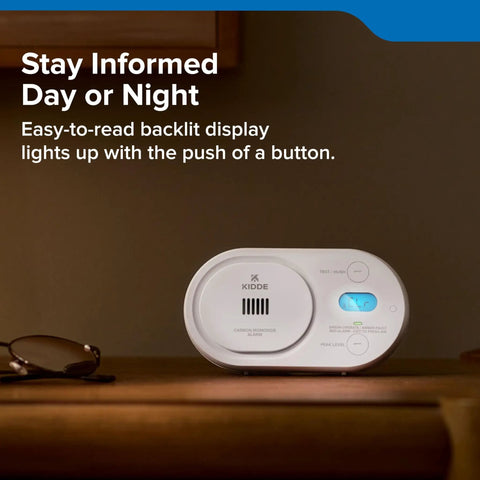 Low Level Carbon Monoxide Detector Powered By AA Batteries, Digital Backlit Display, Portable For Travel Or Home, 85 dB Alarm