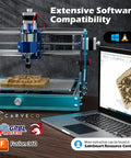 3018-PROVer V2 CNC Router For Beginners Newbie Friendly Compact Mini Milling And Engraving Kit displayed on a desk with software
