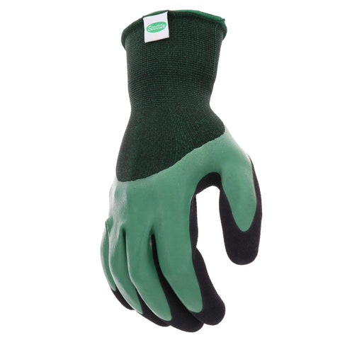 Double Dipped Latex Work Gloves With Water Resistance, Super Grip, Abrasion Resistant, Green And Black, Large Size