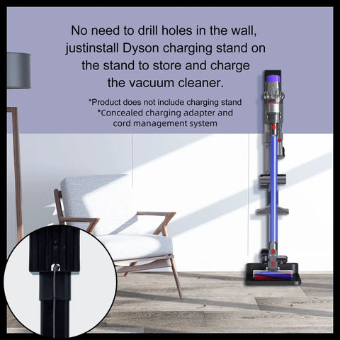 Cordless Vacuum Stand And Docking Station For Dyson V6 V7 V8 V10 V11 V15 SV18 SV21 Wall Mount Rack with vacuum attached indoors