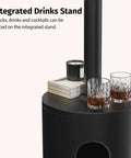 50,000 BTU Outdoor Patio Heater With Round Table Design featuring integrated drink stand with glasses and candle, black finish.