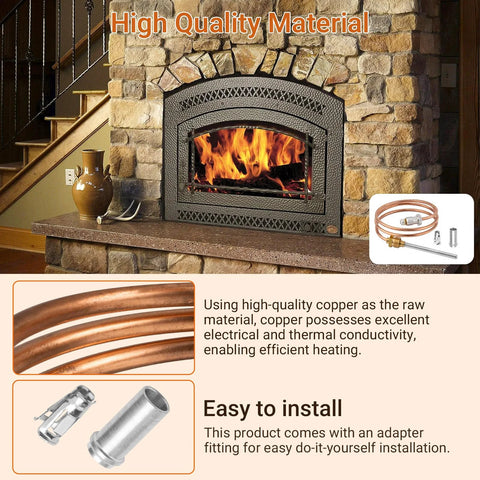 24-inch copper thermocouple kit with adapter fittings for gas furnaces, boilers, and water heaters
