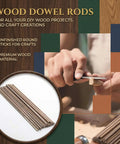 Top Shelf 48 Pack Walnut Dowel Rods 1/4 By 12 Inch Hardwood Sticks For No Drama Diy Crafts, premium wood for crafting.