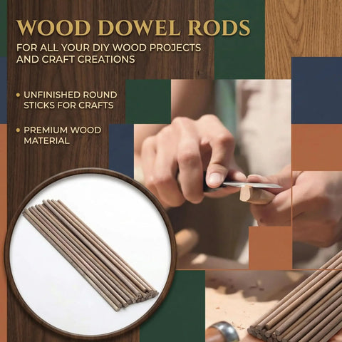Top Shelf 48 Pack Walnut Dowel Rods 1/4 By 12 Inch Hardwood Sticks For No Drama Diy Crafts, premium wood for crafting.