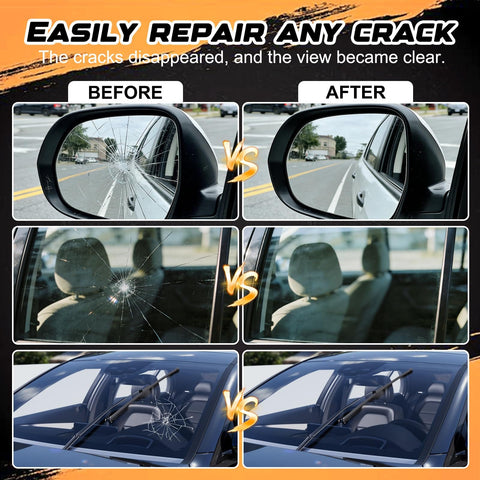 DIY Windshield Crack Repair Kit With Glass Repair Liquid For Chips And Cracks Quick Fix Automotive Tool Before and After