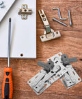 45 Degree Downward Spring Cabinet Hinges 2 Pack No Sweat Soft Close Damping with screws and screwdriver on wood