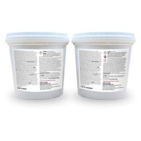 Two containers of Wood Repair Epoxy Putty Two Part Filler For Furniture Windows And Marine Use Waterproof Rot Resistant 32 oz