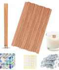 Dope Cherry Wood Candle Wicks Kit For DIY Candles, 100 Pcs With Long Lasting Flame, Stand, Glue Dots, Metal Bases, 50 Warning Labels