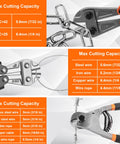 3 Piece Bolt Cutter Pliers Set With 14 Inch Heavy Duty Bolt Cutter, 8 Inch Mini Cutter And 8 Inch Wire Rope Cutter cutting capacities