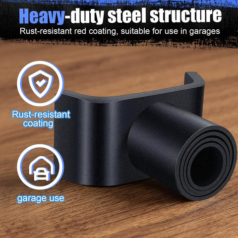 Heavy Duty 4-In-1 Hydraulic Bottle Jack Adapter With Tough As Nails Steel Lifting Saddle For 4 To 20 Tons Fits Round Or Square Shaft Tubes Up To 2 Inches Diameter close-up view showing rust-resistant coating and steel structure.