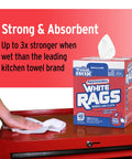 Professional White Rags Center Pull Box 200 Sheets 11 X 10 Inches Made In USA Ultra Absorbent For Painting, Cleaning