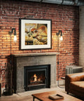 Water Pipe Wall Light Fixture Vintage Steampunk Sconce With Plug In Cord illuminating a brick wall above fireplace in cozy living room.