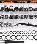 External Retaining Rings Kit 265 Pcs In 21 Sizes For Axles And Shafts Snap Ring Circlip C Clip Assortment Set 4mm To 28mm