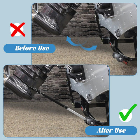 AHIER adjustable boat transom saver in black with composite head, outboard motor support on trailer installed