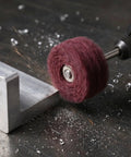 Bulk 100 Pack Rotary Tool Buffing Wheels Polishing Kit For Metal Removal And Deburring in action on metal surface