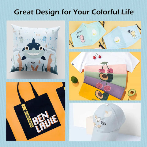 Collection showcasing Inkjet Printable Iron On Heat Transfer Paper For Dark Fabrics 20 Sheets 8.5x11 Inches DIY Tees Bags Totes At Home