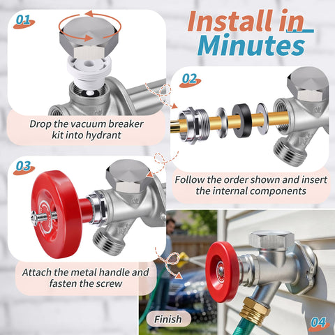 Installation steps for Outdoor Faucet Repair Kit With Anti Siphon Frostproof Vacuum Breaker And Metal Handle Easy Install ASSE 1019 A Certified