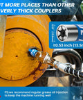 Upgraded 0.53 Inch Grease Gun Coupler Kit With Locking And Leakproof 12000 PSI Tip Set used on machinery with yellow wheel