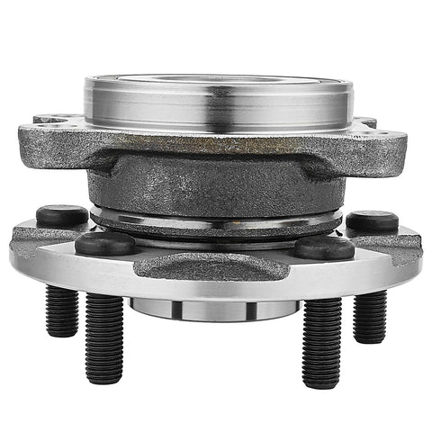 Front wheel hub bearing assembly with four threaded studs and a metallic cast-iron body.