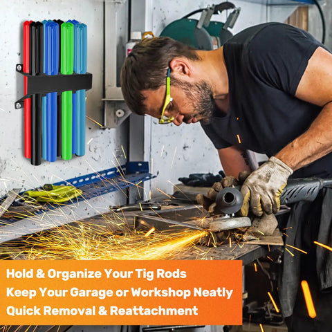 Wall Mounted TIG Welding Rod Holder With Eight Heavy Duty Storage Tubes For Filler Rod Caddy And Welder Table Setup Boasting Built Like A Tank Quality And Sweet Shop Organization
