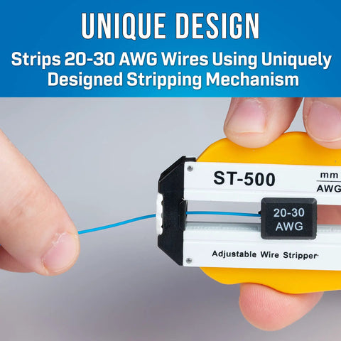 Hand using Adjustable Precision Wire Stripper For 20-30 AWG With Length Stop From 0.039 To 2.0 Inches