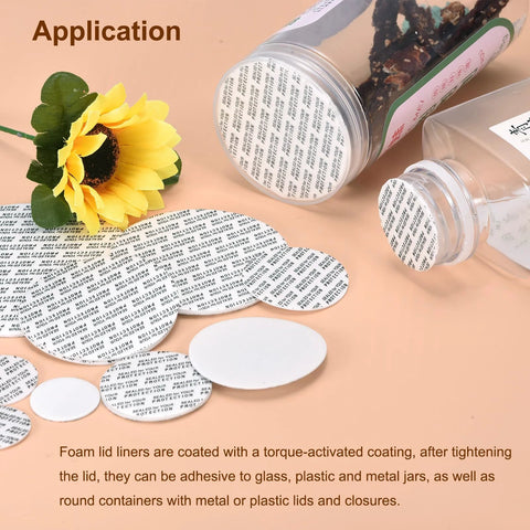 Awclub 40mm white foam lid liners, 100-pack round jar seal caps for bottle lids.