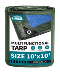 Green 10x10 Feet Waterproof Tarp Made From Lightweight 6mil Poly Multipurpose Protective Cover Pack
