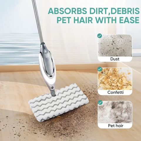 4 Pack Washable Steam Pocket Mop Pads For Shark S3500 Series cleaning dust, confetti, and pet hair on hardwood floor