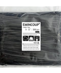 Package of heavy duty 12 inch zip ties 1000 pack black self locking nylon cable ties for indoor and outdoor use, UV resistant.