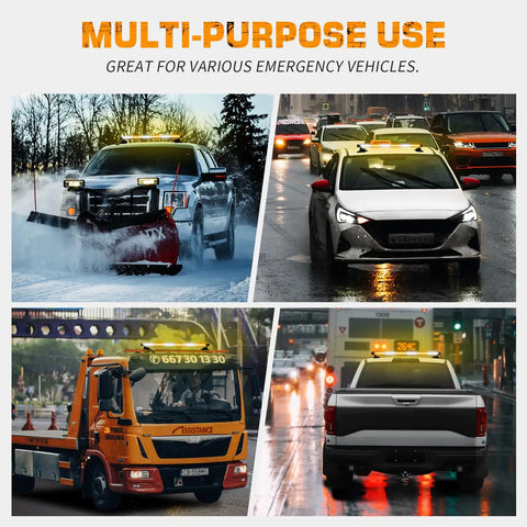 Heavy Duty Twenty Eight Point Four Inch Eighty Led Roof Strobe Light Bar Featuring Slick Amber And White Flashing Visibility For Roadside Safety And Commercial Fleet Rig Operations