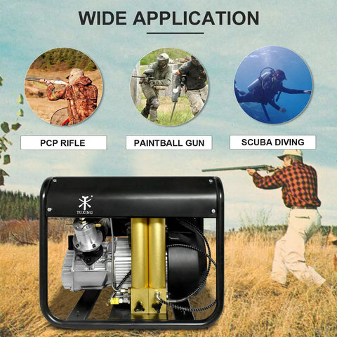 Tuxing 4500 Psi Pcp Air Compressor With Built-In Two-Stage Water-Oil Separator Filter, Auto-Stop Feature For Paintball And Scuba Tanks, 110V Power, High Pressure Performance At 30mpa Capacity