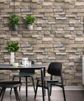 Peel And Stick Stone Brick Wallpaper Roll 32.8 Ft Self Adhesive Backsplash And Wall Covering With Grid Lines, Easy Cut, Removable, Durable