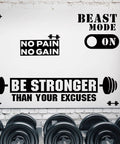 Three Piece Gym Wall Decal Be Stronger Than Your Excuses No Pain No Gain Beast Mode Inspirational Quotes Vinyl Wall Art
