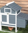 59 Inch Wooden Chicken Coop With Nesting Box And Removable Tray For Outdoor Backyard Use, white finish, side view