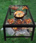 Foldable Portable Campfire Grill With Legs Made From Heavy Duty 304 Stainless Steel, Outdoor Cooking Grate, BBQ Rack And Griddle Plate For Camping, Picnics And Backyard Grilling, Big 21.7 X 11.8 X 7.1 Inches Surface