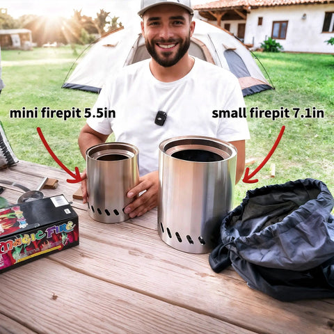 Tabletop Smokeless Fire Pit With Carry Bag For Outdoor Use Ideal For Camping Backyard Patio Garden Or Picnic Delivers Cozy Warmth