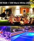 House with garden lit by Multicolor RGB LED Par38 Flood Light Bulbs Outdoor Waterproof 1800LM 30W Equals 90W With Remote