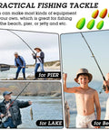 Collage of anglers using 60 Piece Foam Floats Set For Fishing, Bullet Shaped Floats For Snell Rigs in various settings.