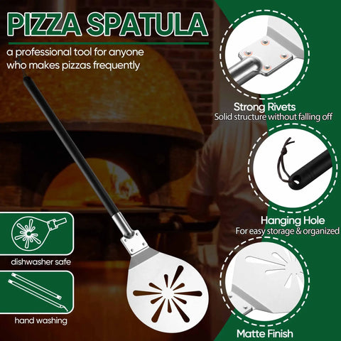 Pro-Grade 9-Inch Perforated Pizza Peel With Long Detachable Handle For Rotating And Transferring Pizzas From Oven Or Grill Heavy-Duty Stainless Steel Rust-Resistant Turning Paddle For Baking And Barbecuing